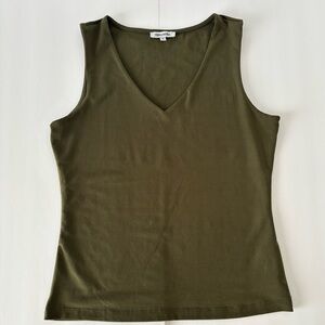 V neck Slim Fit Olive Green Women's Tank Top